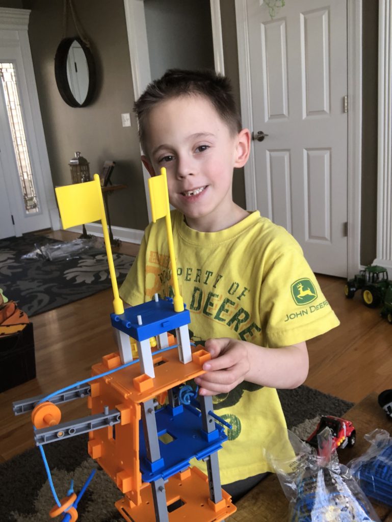 William loves the Learning Resources City Engineering set that is great for imagination, hand-eye coordination, science, math, and engineering skills. 